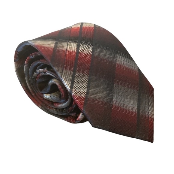 PIERRE CARDIN Tie Men's Size O/S Red Gray Multicolor Slim Black Tie Profesional - Picture 1 of 8